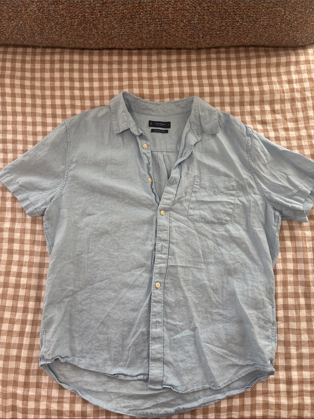 Lucky Brand Men's Pale Blue Short-Sleeve Button-Down Shirt